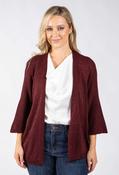 Open Front Lurex Knit Cardigan, Wine / F/S image