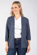 Open Front Lurex Knit Cardigan, Denim / F/S image