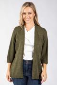 Open Front Lurex Knit Cardigan, Green / F/S image