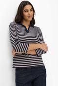 Cleo Striped Polo Top, Navy / 40 image