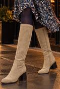 Lucia Knee High Boot, Beige / 40