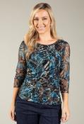 Cleo Abstract Print Top, Navy/Brown / 18