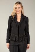 Diamante Fringe Cropped Jacket, Black / L image
