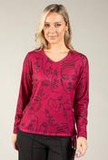 Visage Abstract Line Art Top, Bordeaux / 16