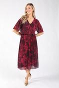 Floral Print Plisse Pleated Dress, Wine / F/S image
