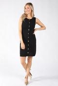 Faux Button Down Knit Dress, Black / L image
