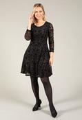 Floral Flock Dress, Black / L