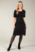 Side Button Detail Knit Dress, Black / XL image