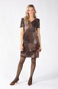 Abstract Print Plisse Tiered Dress, Brown / 8 image