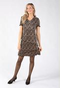 Leaf Print Tiered Plisse Dress, Beige/Black / 14 image
