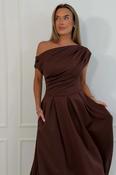 Betty Asymmetric Midi Dress, Brown / 8 image