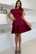 Pippa Double Frill Mini Dress, Wine / 8 image