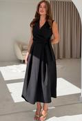 Kia Tie Detail Tailored Midi Dress, Black / 16 image