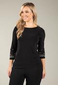Diamante &amp; Pearl Detail Top, Black / XL image