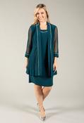 Diamante Trim Dress &amp; Jacket Set, Green / 10 image