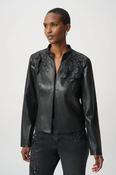 Embellished Foiled Suede Jacket, Black / M image