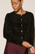 Bejeweled Crewneck Cardigan, Black / XL image