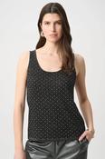 Rhinestone Open‑Stitch Cami, Silver / M