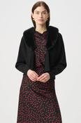 Faux Fur Collar Formal Top Style, Black / XL