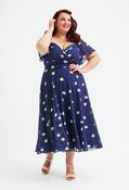 Liz Bolero Wrap Bodice Curve+ Midi Dress, Navy/Cream / 16