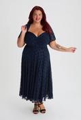 Liz Bolero Wrap Bodice Curve+ Midi Dress, Navy / 26