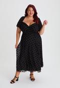 Liz Bolero Wrap Bodice Curve+ Midi Dress, Black / 14
