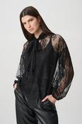 Lace Bow Neck Blouse, Black / 16 image