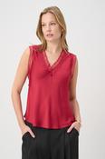 Lace Trim V-neck Pullover, Red / 10