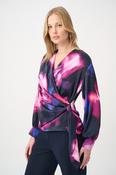 Floral Print Satin Wrap Top, Purple / 16 image