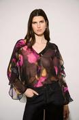 Floral Chiffon V-Neck Ruffle Top, Pink Mix / 12 image