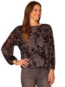 Bubble Hem Abstract Print Blouse, Black / L image