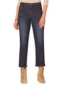 “Ab”solution® High Rise Fray Slim Straight Jeans with Cascading D, Dark Indigo / 8 image