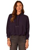 Mixed Media Knit Tie Collar Top, Black/Blue / M
