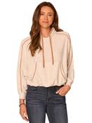 Mixed Media Knit Tie Collar Top, Ecru / S