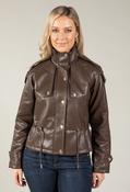 Faux Leather Jacket, Brown / S