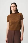 Brushed Wool Short Sleeve Sweater, Brown / M image
