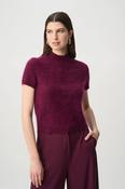 Brushed Wool Short Sleeve Sweater, Burgundy / L image