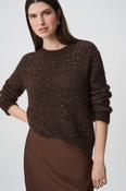 Sequin Yarn Crewneck Sweater, Brown / L image