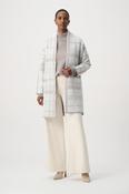 Plaid Casual Cardigan, Beige/White / M