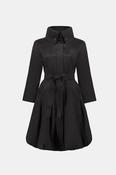 Belted Fit And Flare Balloon Coat, Black / S image