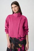 Faux Suede Crop Jacket, Pink / XS