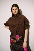 Faux Suede Crop Jacket, Brown / XS