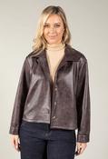 Vintage Look Faux Leather Jacket, Brown / 10