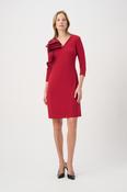 Ruffled Sheath V-neck Dress, Red / 18
