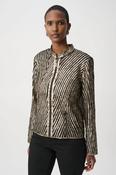 Metallic Soutache Fitted Jacket, Gold / M image