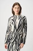 Rhinestone Trim Zebra Print Blazer, Beige/Black / 12