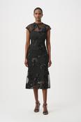 Embellished Trumpet Dress, Black / 14