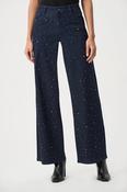 Rhinestone Wide-Leg Jeans, Dark Denim / 8