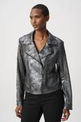 Foiled Faux Suede Moto Jacket, Grey / S