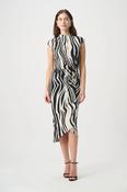 Zebra Print Wrap Dress, Black/Beige / 10